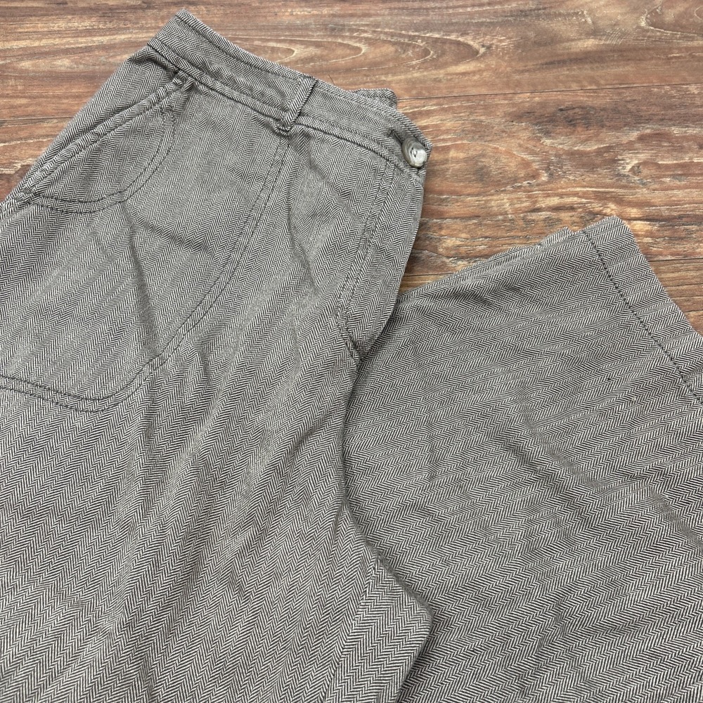J. Jill Womens Pants Brown‎ Casual Dress Pant Wide Leg Capri Herringbone Size 12